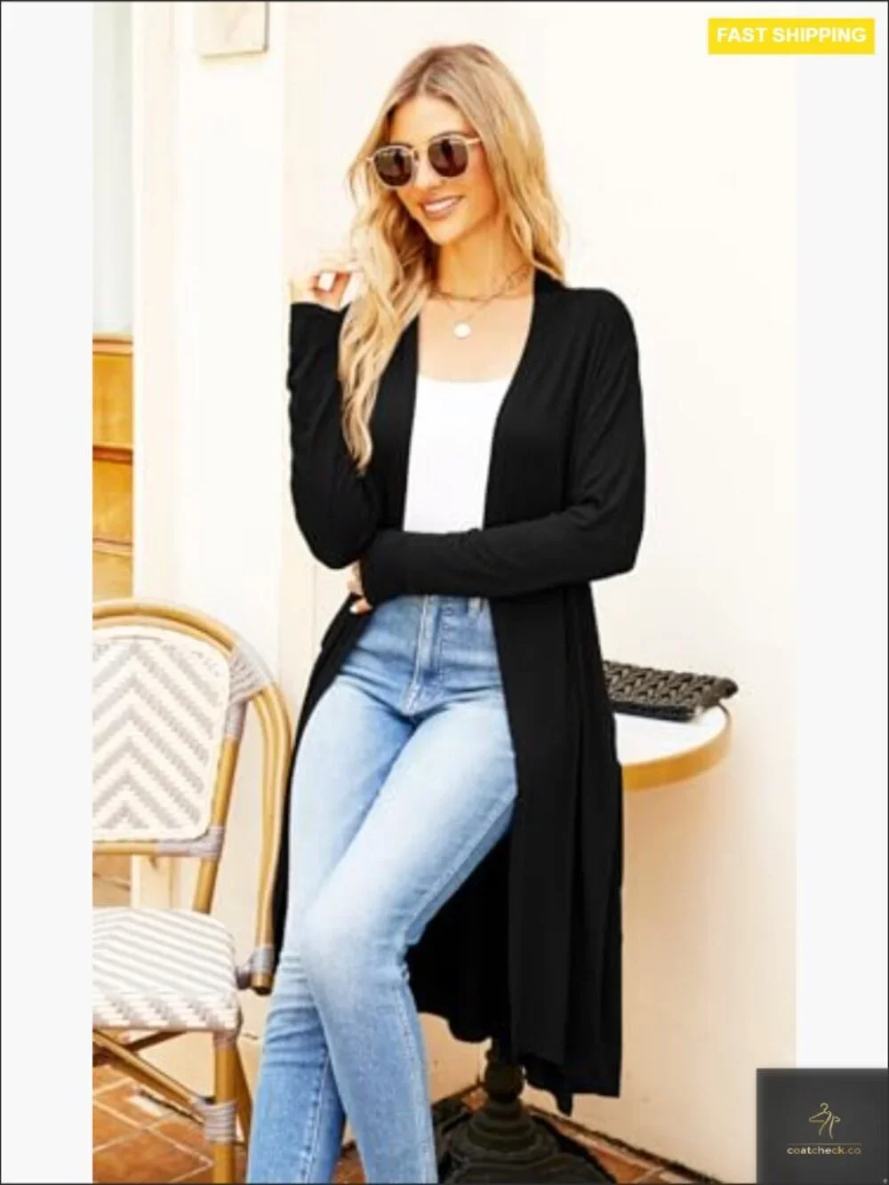 Long Cardigan Duster Open Front Lightweight Casual Sweater with Pockets